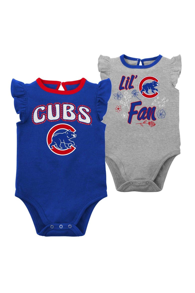 Infant Royal/Heather Gray Chicago Cubs Little Fan Two-Pack Bodysuit Set, Main, color, Royal