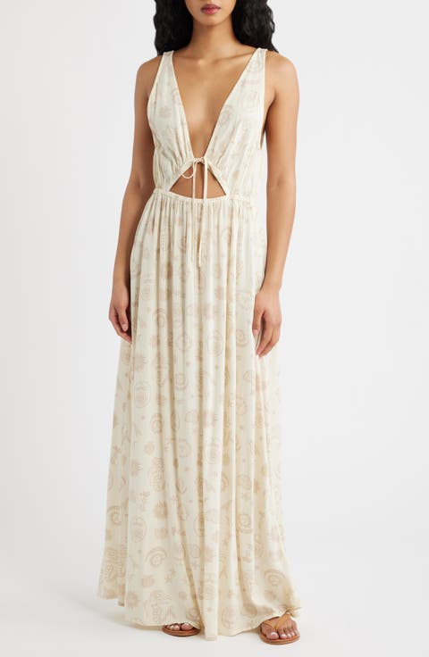 Catalina Island Plunge Cutout Maxi Dress