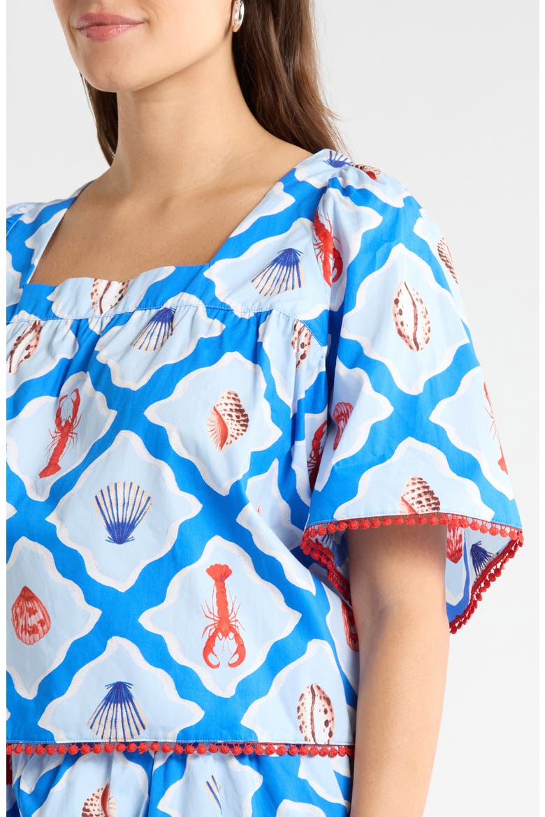 Lobster Bay Bell Sleeve Top, Alternate, color, WHITE BLUE-MULTI