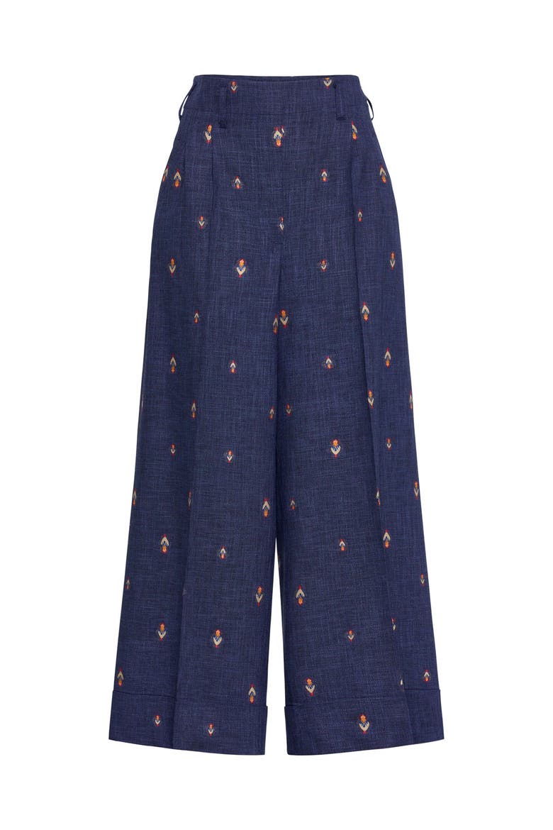 Wide Leg Jacquard Trousers, Main, color, Jeansblue