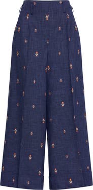 Maison Common Wide Leg Jacquard Trousers