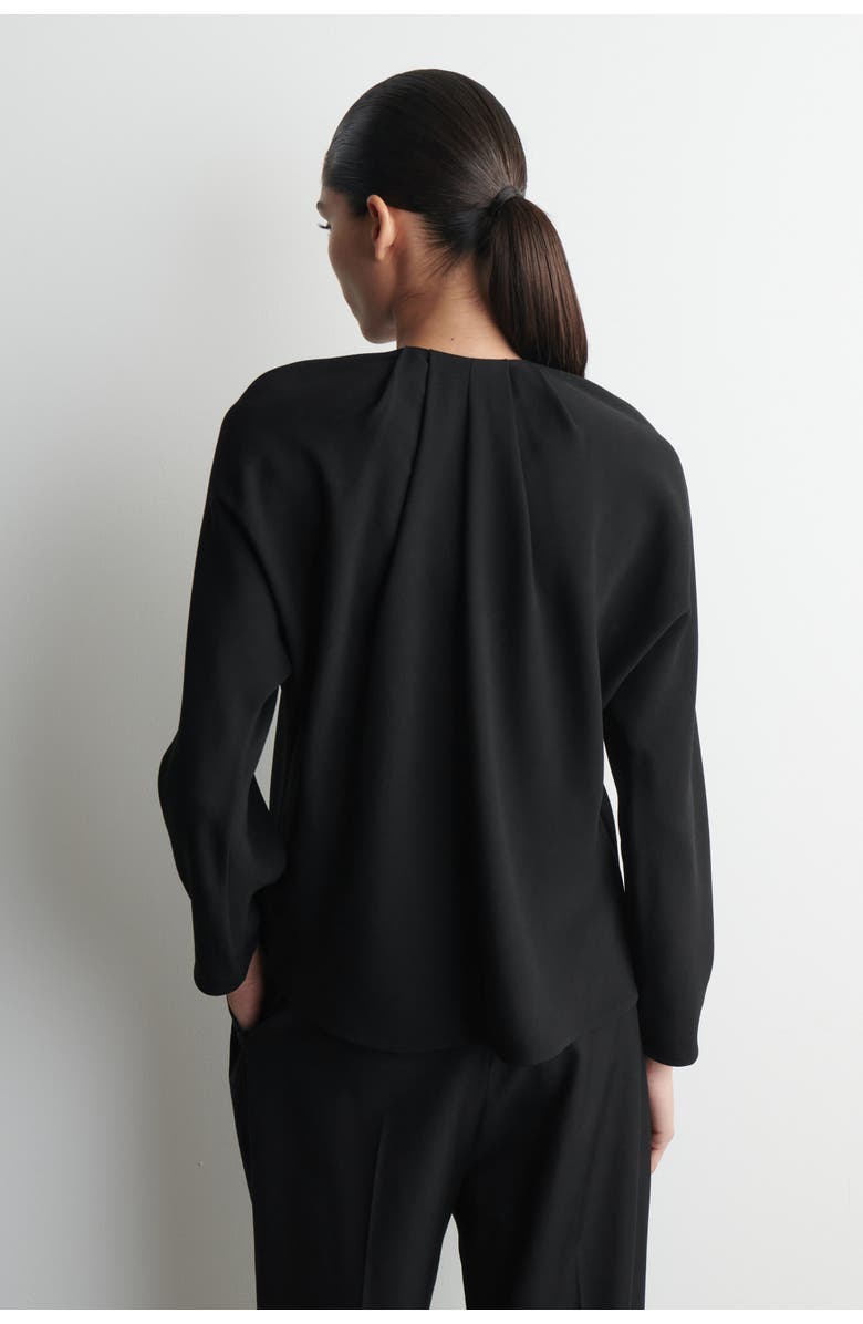 COS Voluminous Pleated Blouse, Alternate, color, Black