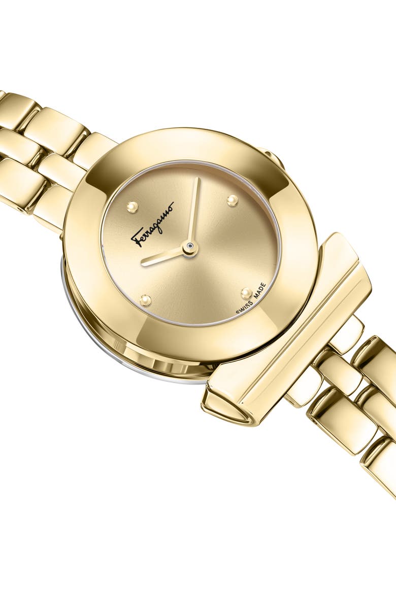 FERRAGAMO Gancio Bracelet Watch, 27mm, Alternate, color, Ip Yellow Gold