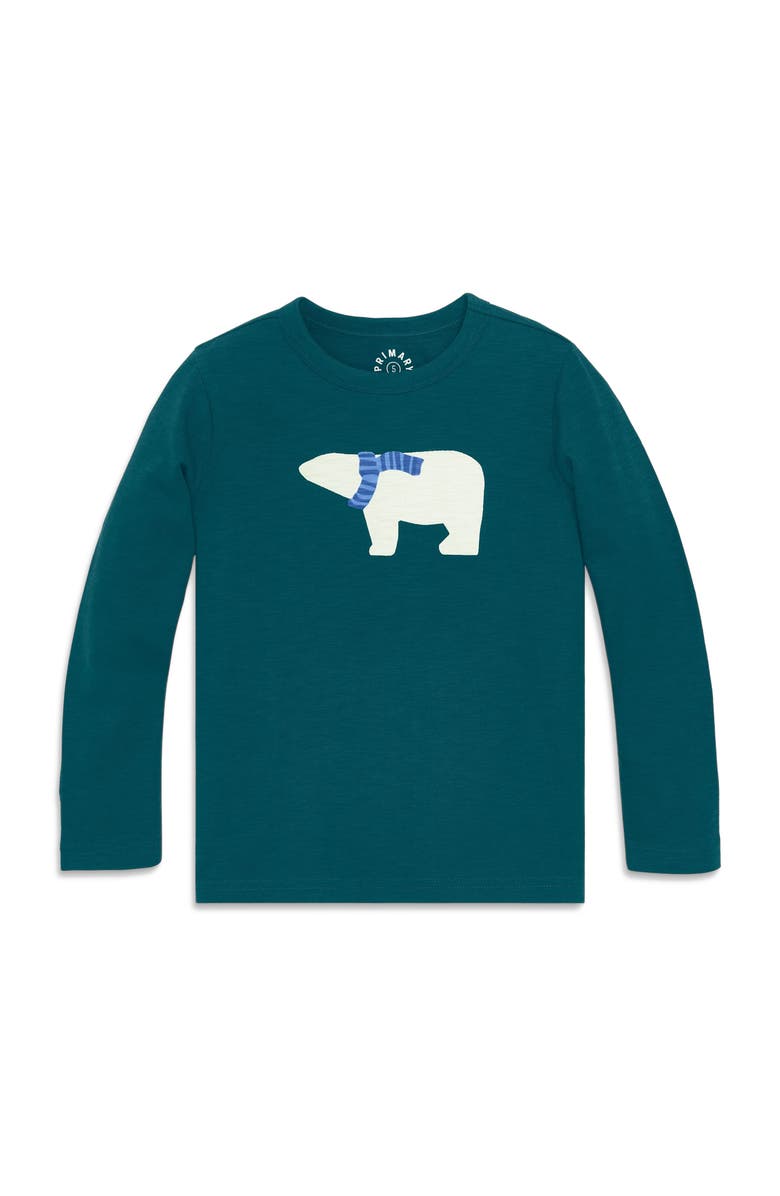 Primary Kids Long Sleeve Polar Bear Tee, Main, color, Forest