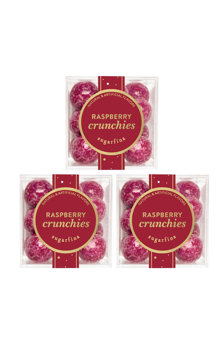 sugarfina Raspberry Crunchies Set of 3 Candy Cubes, Main, color, 