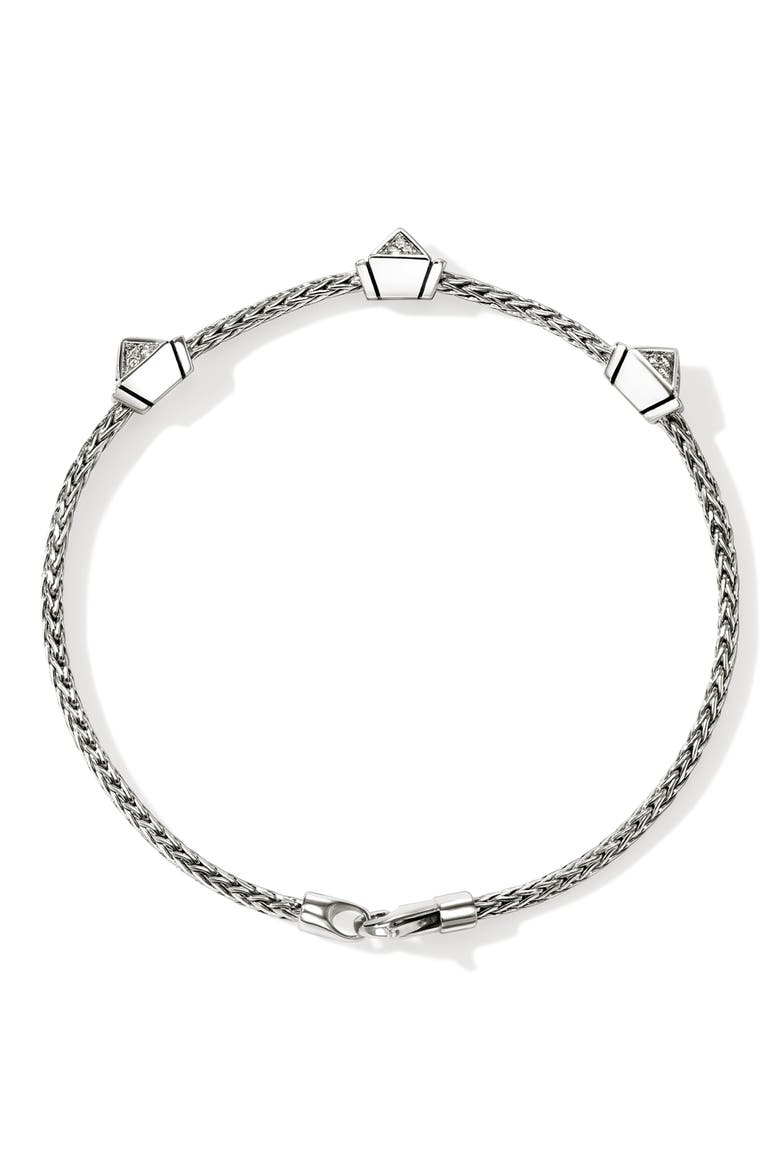 Icon Stud Pavé Diamond Bracelet, Alternate, color, SILVER