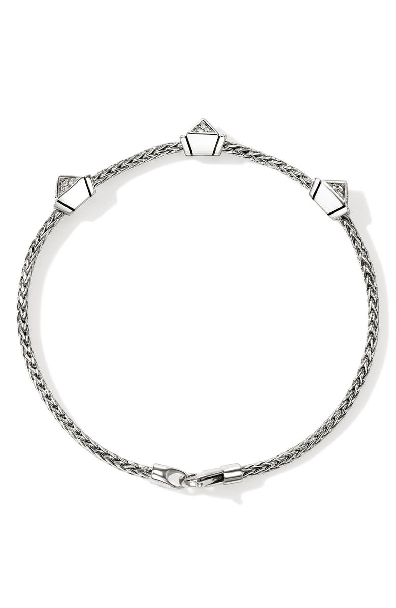 John Hardy Icon Stud Pavé Diamond Bracelet, Alternate, color, Silver