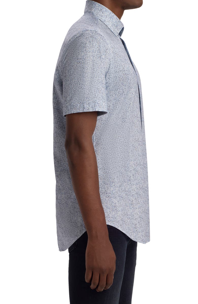 Bugatchi OoohCotton<sup>®</sup> Geo Print Short Sleeve Button-Up Shirt, Alternate, color,