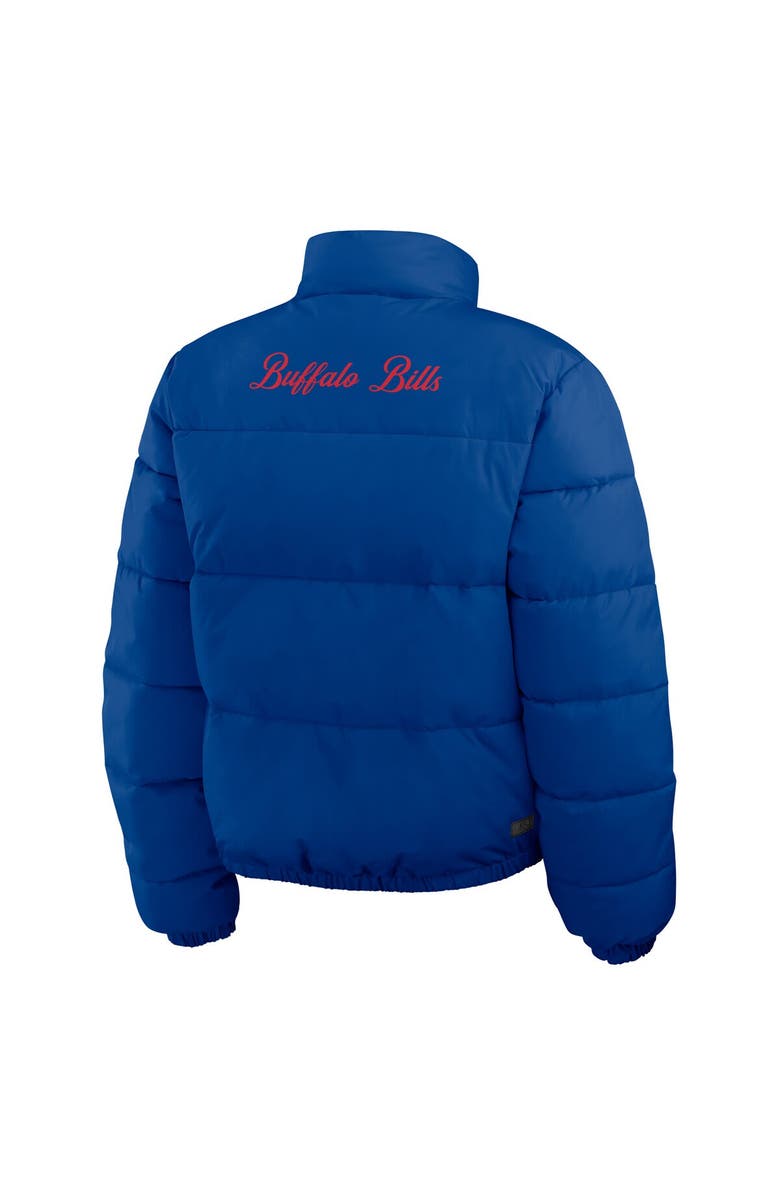 WEAR by Erin Andrews Women's WEAR by Erin Andrews  Royal/White Buffalo Bills Reversible Cropped Full-Zip Puffer Jacket, Alternate, color, 