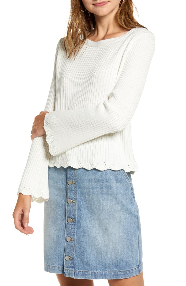 Rachel Parcell Bell Sleeve Sweater, Main, color,