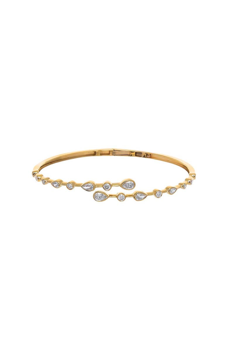 BY ADINA EDEN Lab Grown Diamond Pear X Round Bezel Claw Bangle 14K, Main, color, 14K Gold
