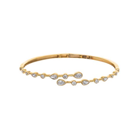 Lab Grown Diamond Pear X Round Bezel Claw Bangle 14K
