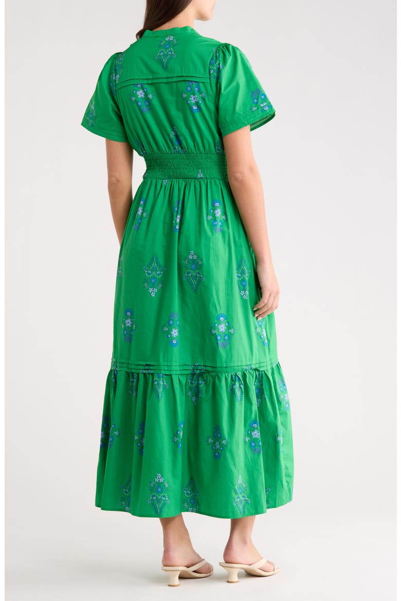 Lara Floral Print A-Line Dress, Alternate, color, KELLY-BLUES