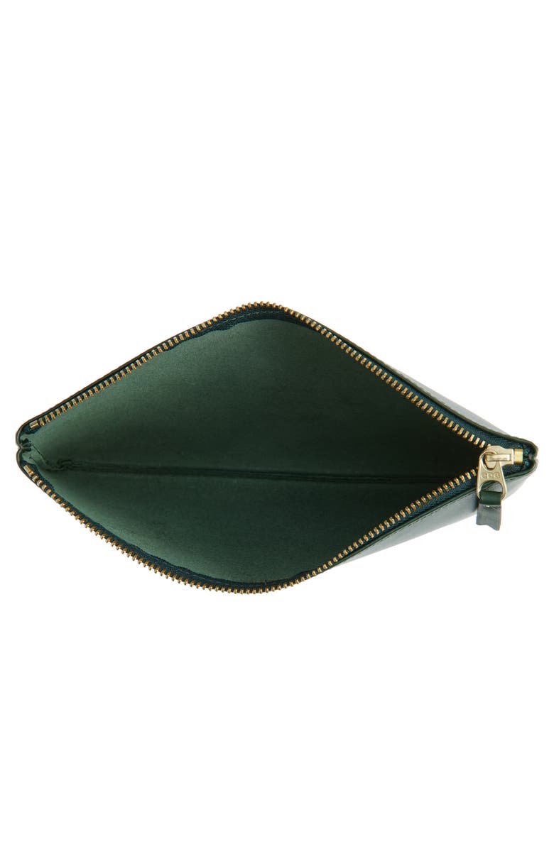 Comme des Garçons Medium Classic Leather Zip-Up Pouch, Alternate, color, Bottle Green