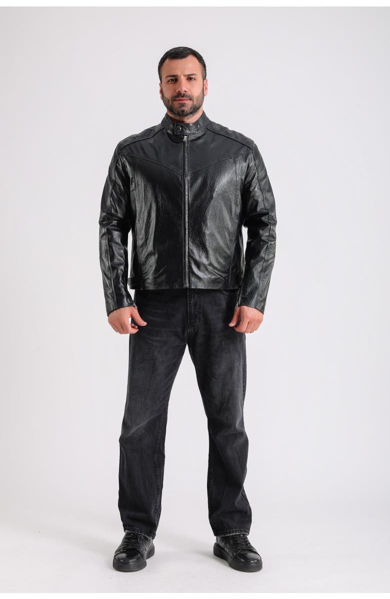 Furniq UK Eustace Leather Jacket, Alternate, color, Black