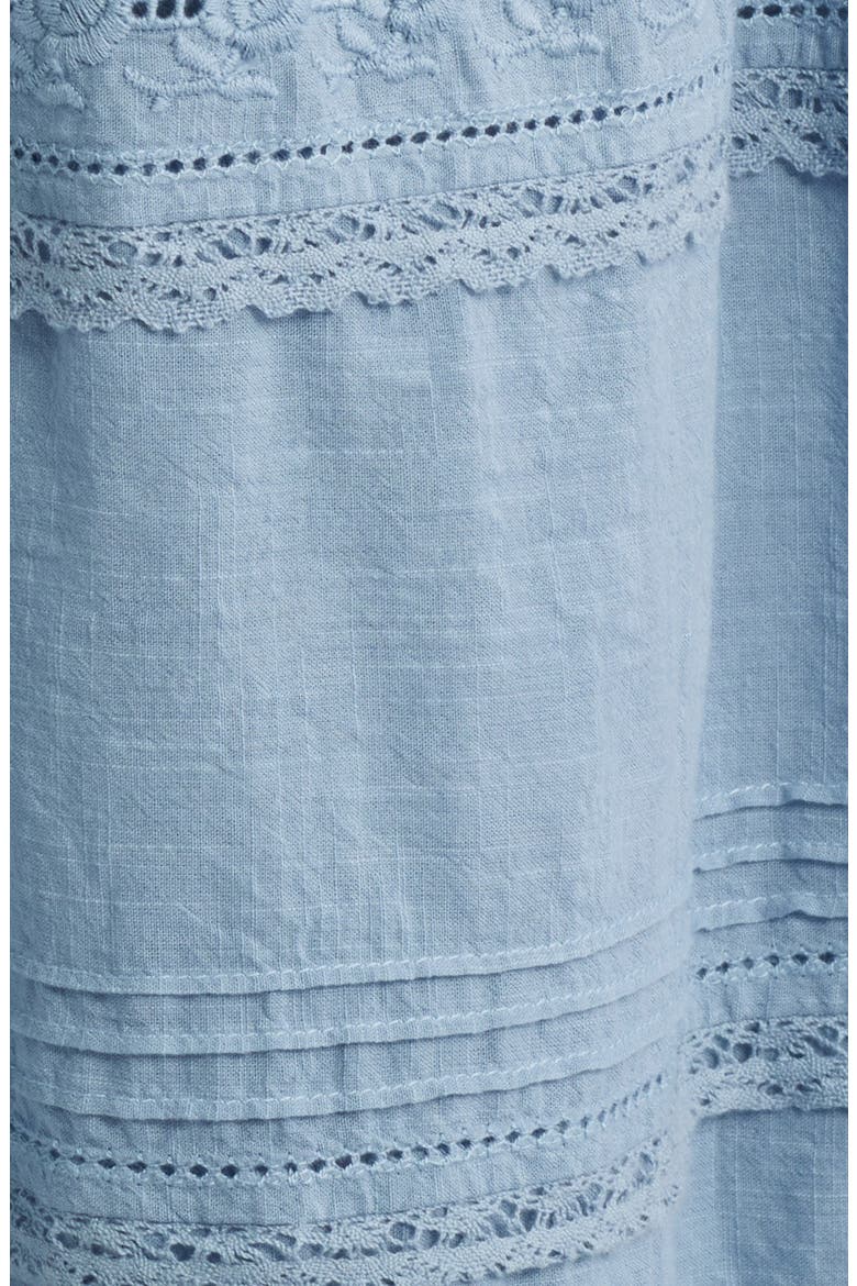 Reverie Embroidered Tiered Cotton Sundress, Alternate, color, PALE BLUE