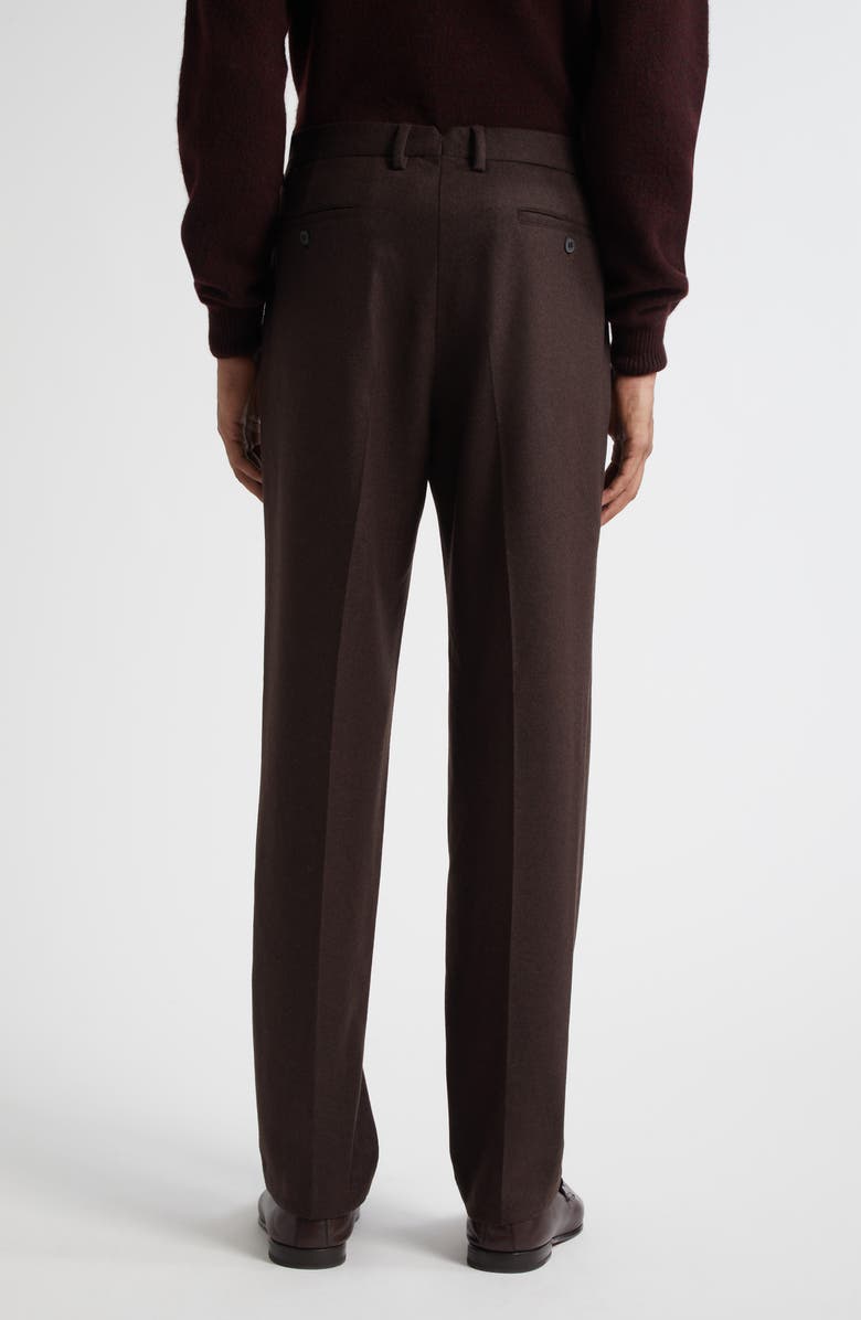 Sunspel Pleated Boiled Wool Trousers, Alternate, color, Truffle