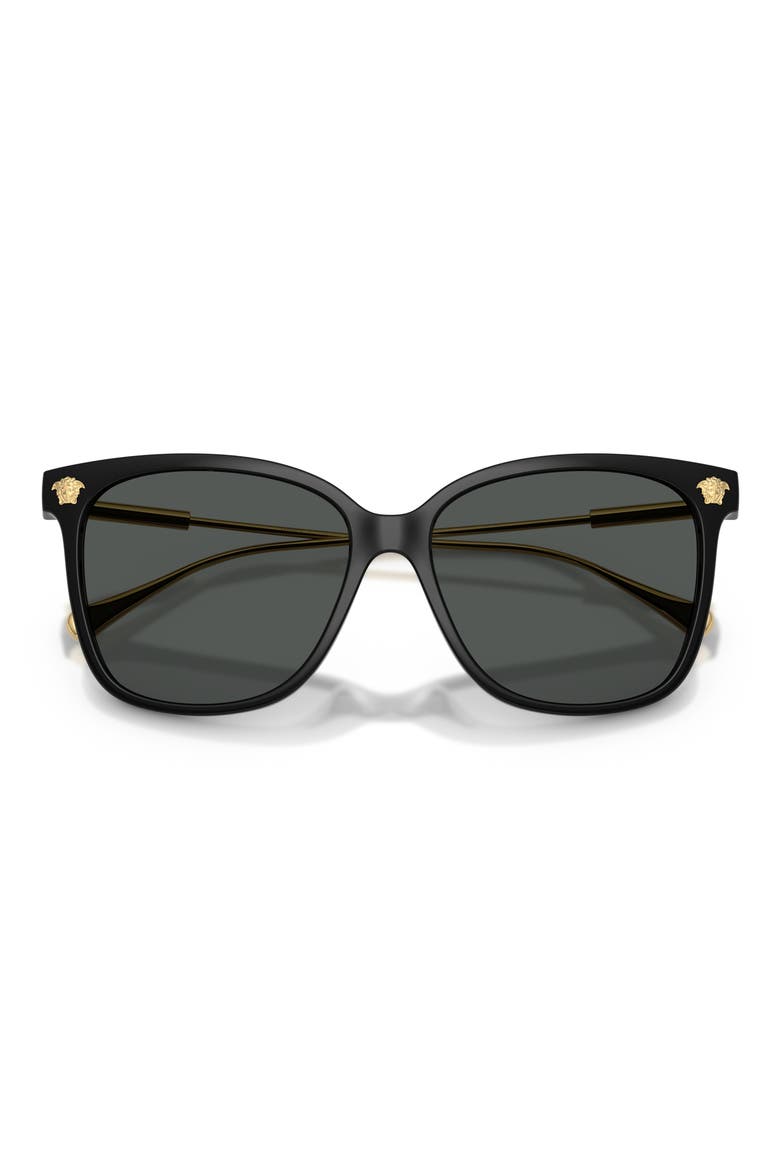 57mm Square Sunglasses, Alternate, color, BLACK / DARK GREY