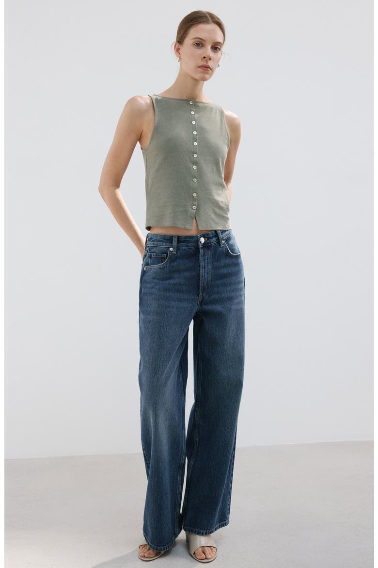 Button Front Tank, Alternate, color, GREY