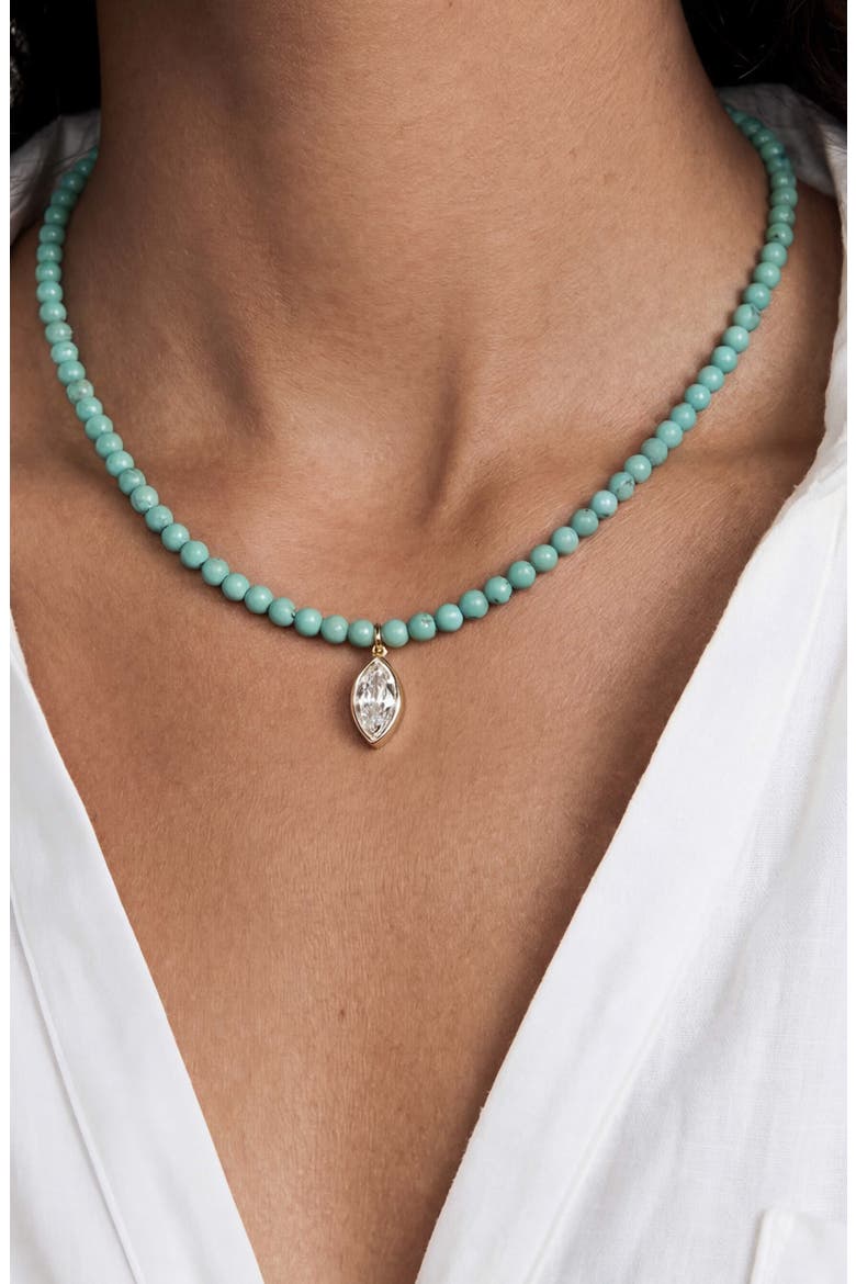 Marquise Beaded Necklace, Alternate, color, TURQUOISE