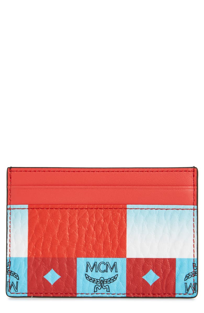 MCM Mini Aren Coated Canvas Card Case, Main, color, 