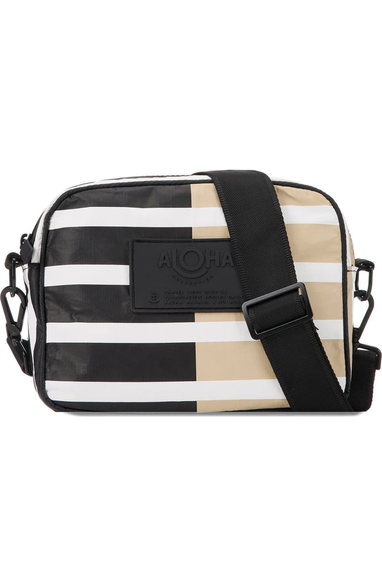 Aloha Collection Sporty Stripe Le Tour Water Resistant Tyvek<sup>®</sup> Crossbody Bag, Main, color, Black/ Latte
