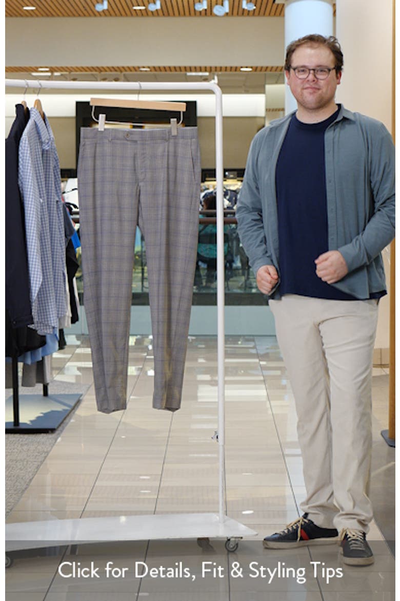 Light Grey Plaid Flat Front Wool Dress Pants video