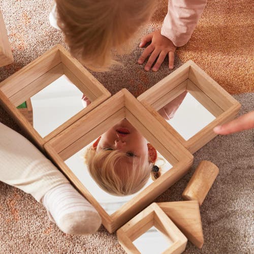 Kaplan Early Learning Company Nesting Pyramid Mirror Set In Sand