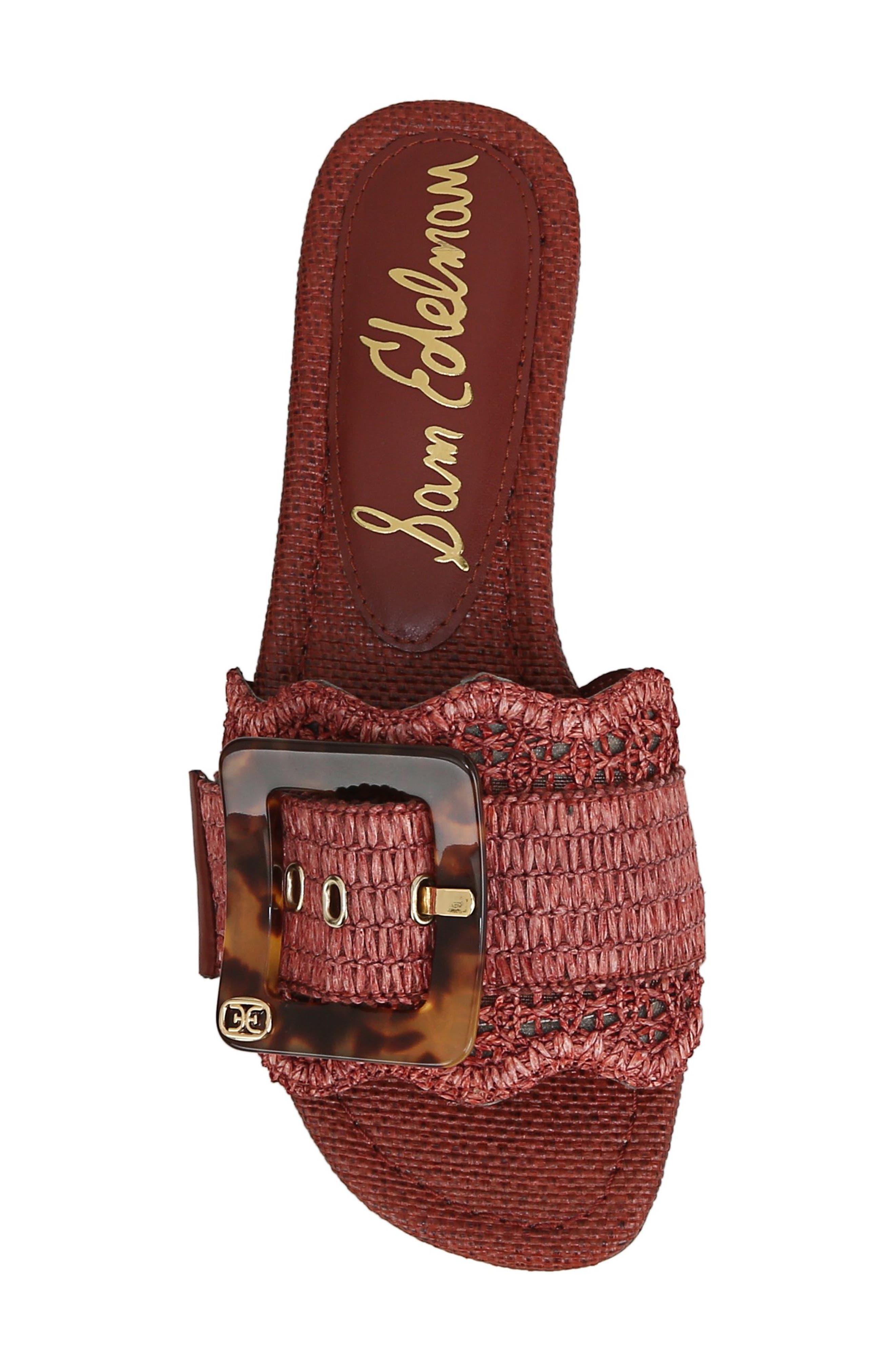 Bambi Raffia Buckle Slide Sandal, Alternate, color, WARM SIENNA