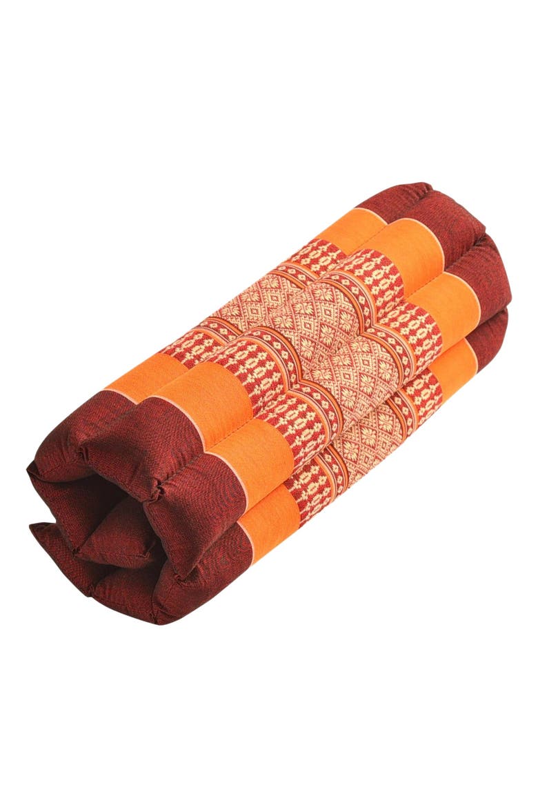 Zafuko Rollable Yoga & Meditation Cushion, Alternate, color, Burgundy/Orange