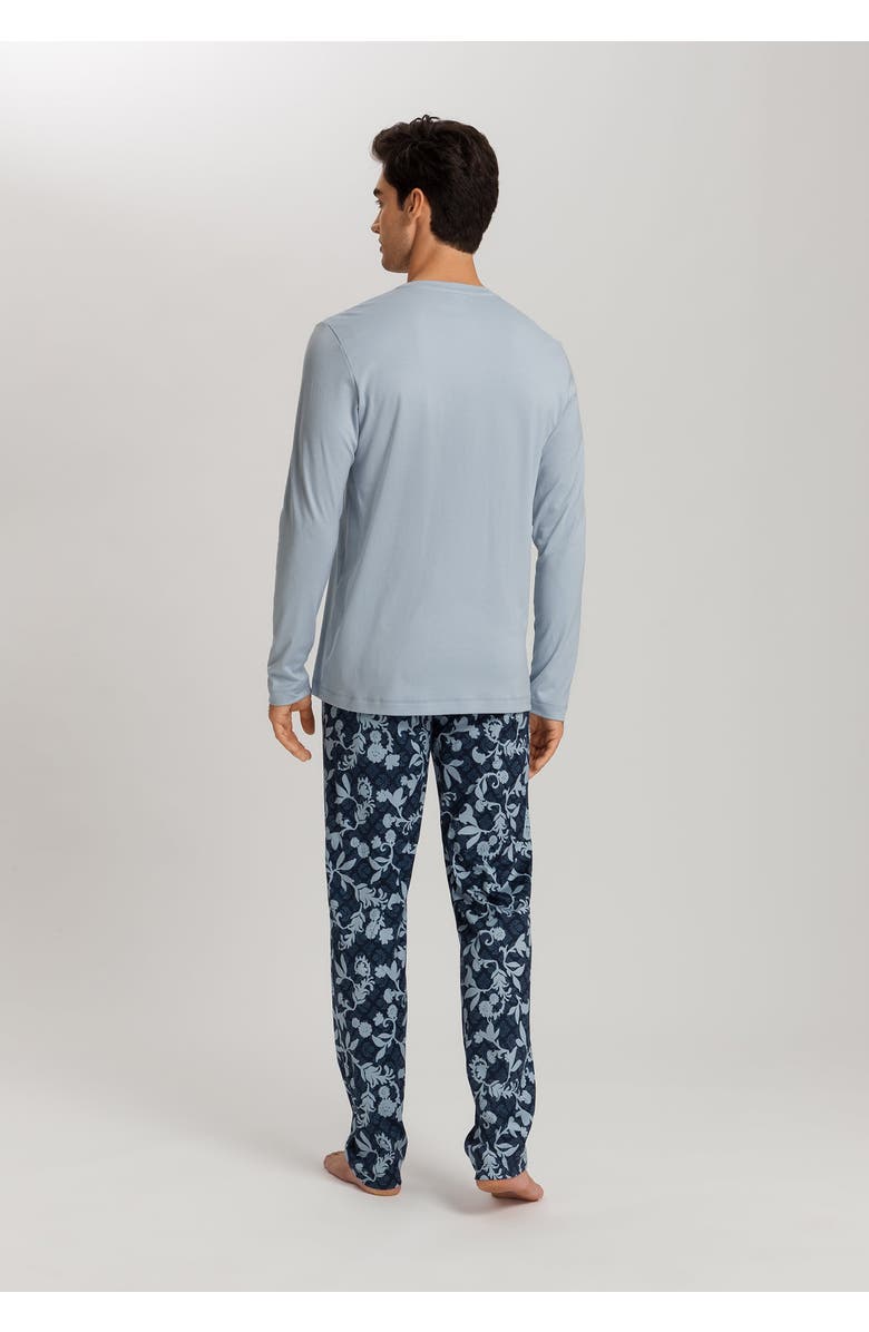Hanro Night And Day Crew Neck Cotton Pajama Set, Alternate, color, Night Blue Tiles