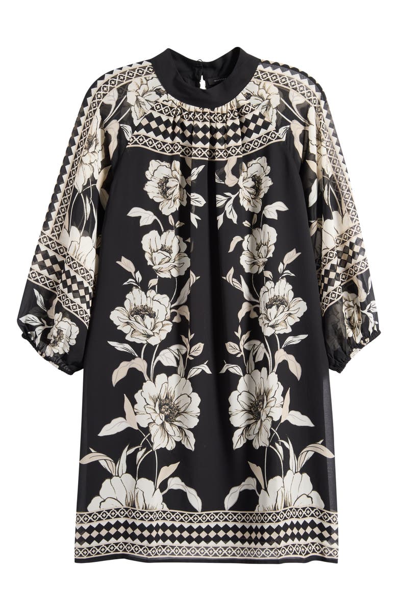 Halogen<sup>®</sup> Print Long Sleeve Shift Dress, Alternate, color, Rich Black