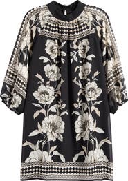 Halogen® Print Long Sleeve Shift Dress