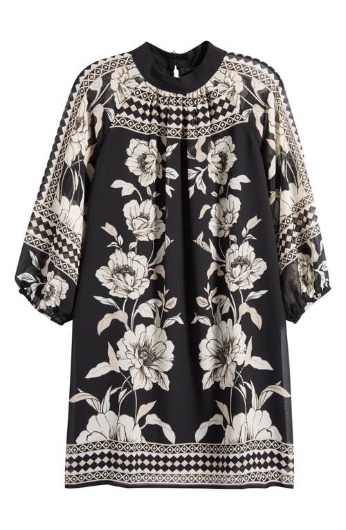 Halogenr Halogen(r) Print Long Sleeve Shift Dress In Black