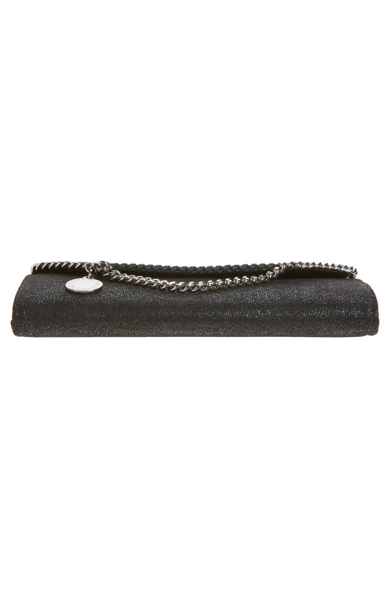 Stella McCartney Falabella Shaggy Faux Leather Wallet on a Chain, Alternate, color, Black