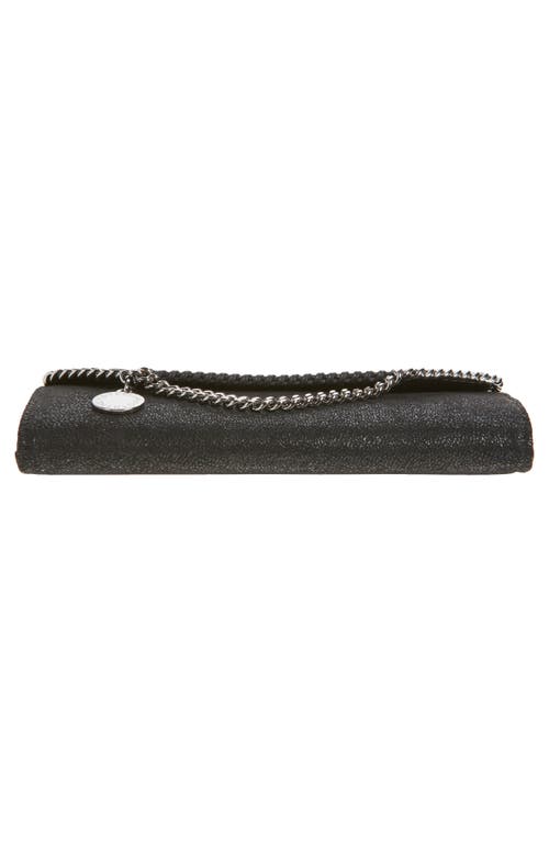 Stella Mccartney Falabella Shaggy Faux Leather Wallet On A Chain In Black