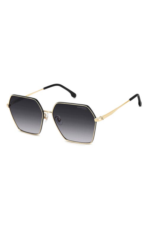 Carrera Eyewear 60mm Gradient Rectangular Sunglasses In Gold Black/dark Grey Sf