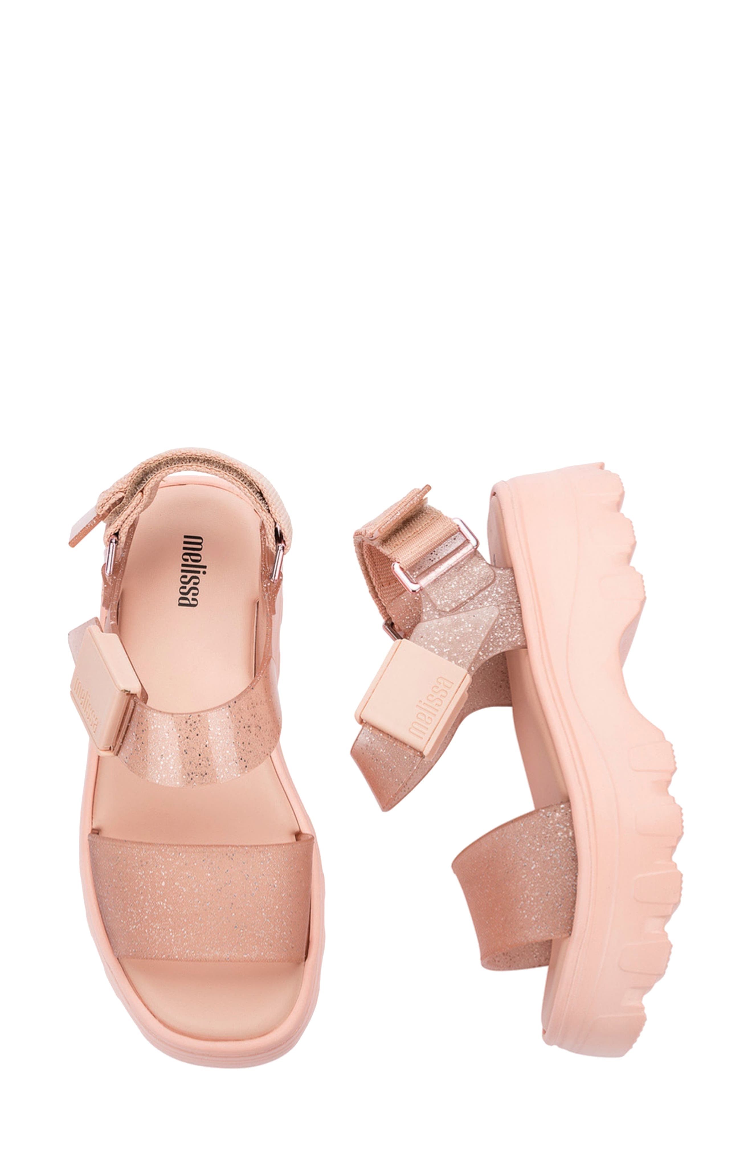 Melissa Kick Off Platform Sandal, Alternate, color, Beige Glitter
