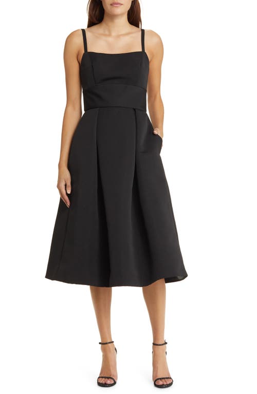 Amsale Faille Cocktail Midi Dress in Black  product