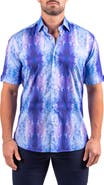Maceoo Galileo Resistance2217 Blue Short Sleeve Cotton Button-Up Shirt