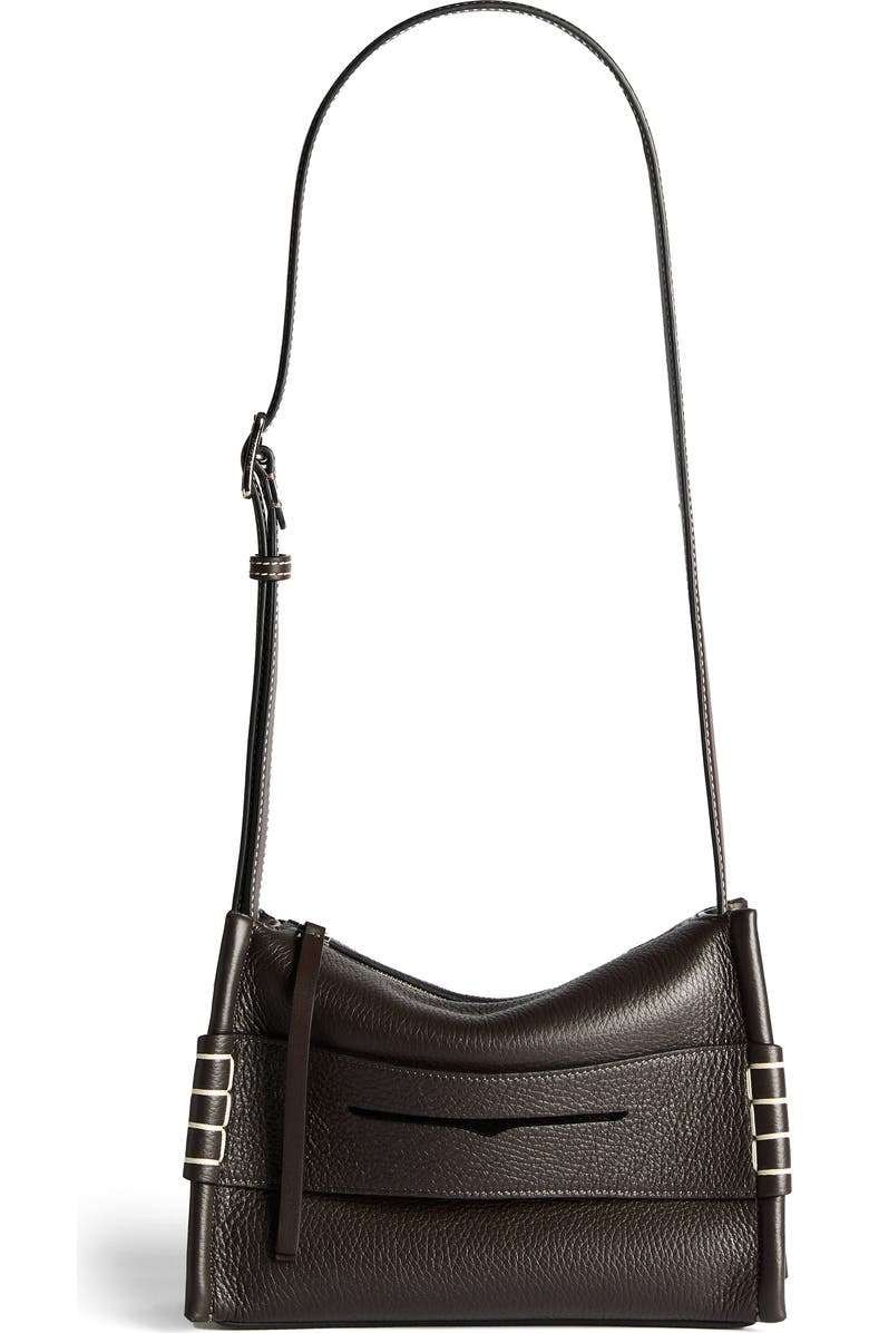 JW Anderson Small Loafer Leather Messenger Bag, Main, color, Chocolate Brown