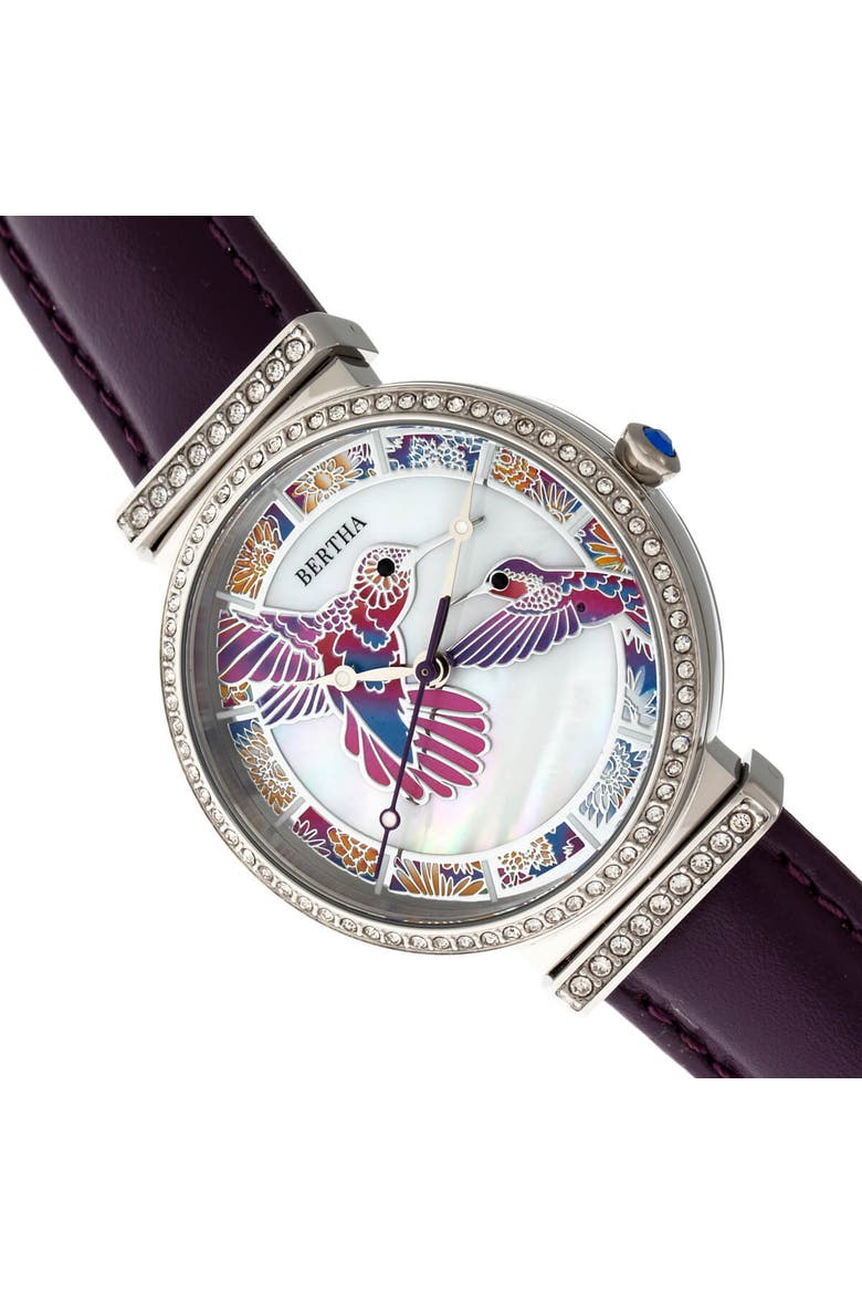 Emily Mother-Of-Pearl Bracelet Watch, Alternate, color, Silver/Purple
