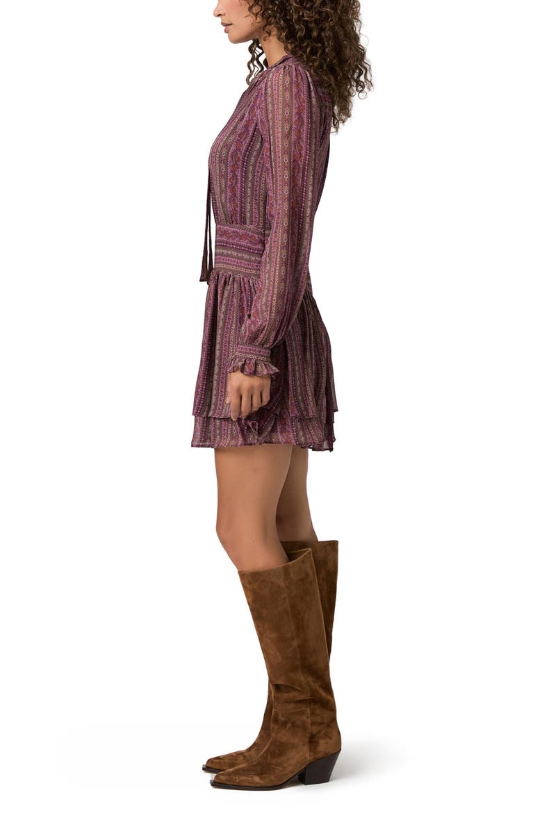 Nantes Silk Chiffon Minidress, Alternate, color, DEEP MAUVE MULTI