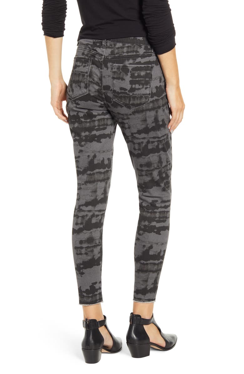 Tinsel Tie Dye Fray Hem Skinny Jeans, Alternate, color, 