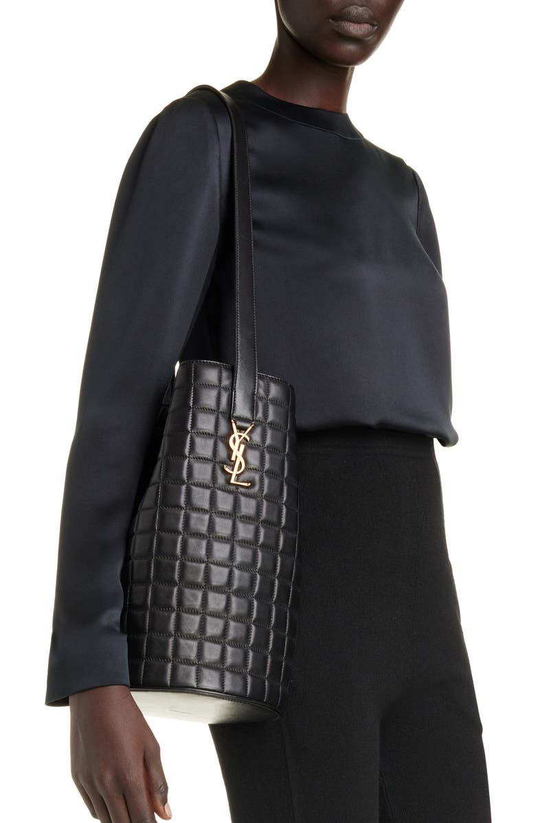 Saint Laurent Medium Quilted Leather Bucket Bag, Alternate, color,