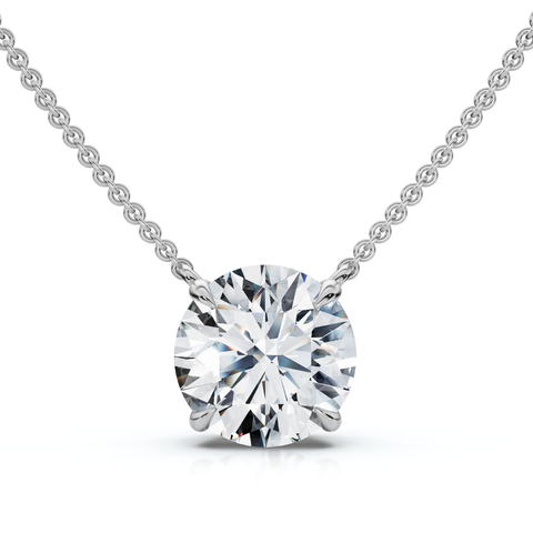 1Ct Floating Solitaire Diamond Pendant 14k Gold Women's 18" Necklace Lab Grown