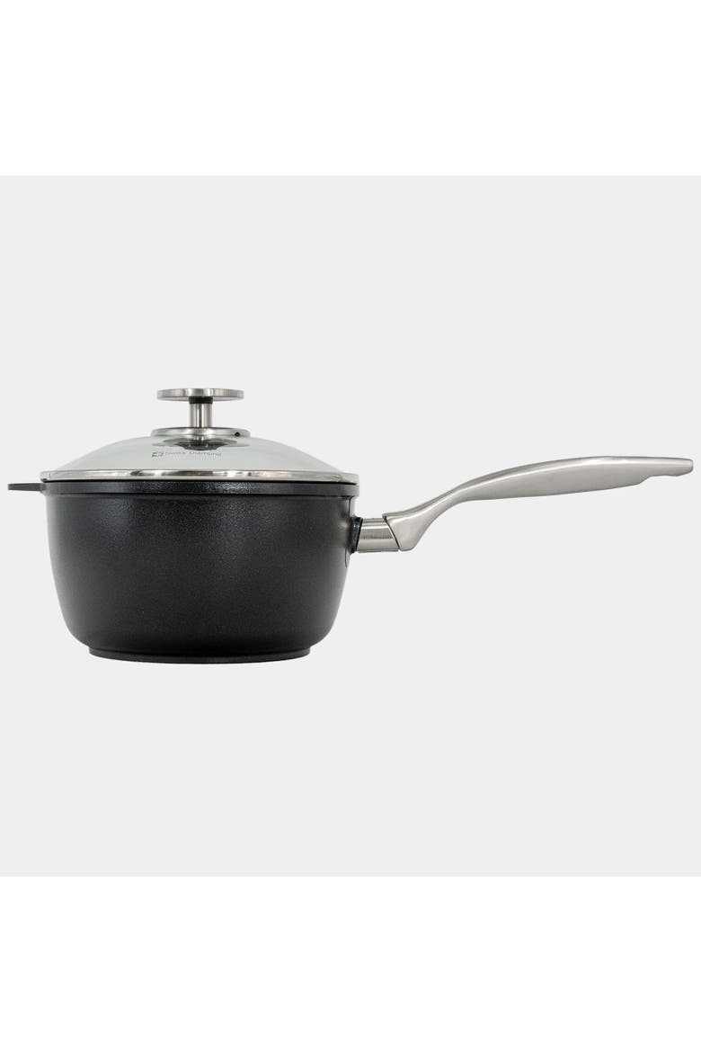 CHD Nonstick Saucepan with Glass Lid, 3.2 qt, Alternate, color, Black