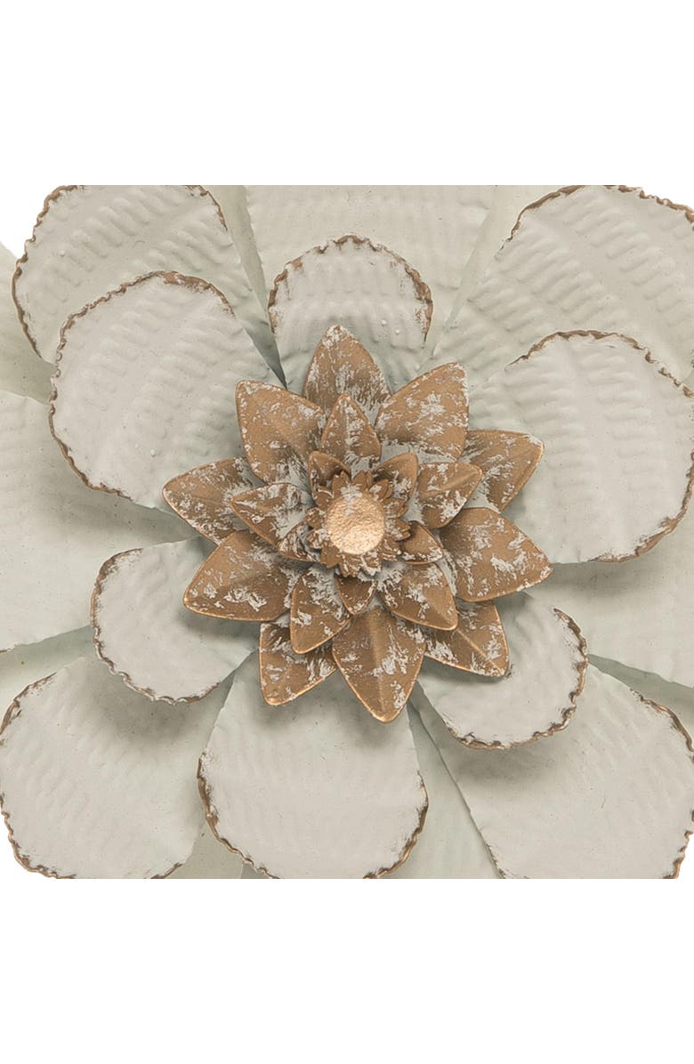 Foreside Home and Garden 8.75 x 8.75 inch White Metal Layered Flower Wall Décor, Alternate, color, White