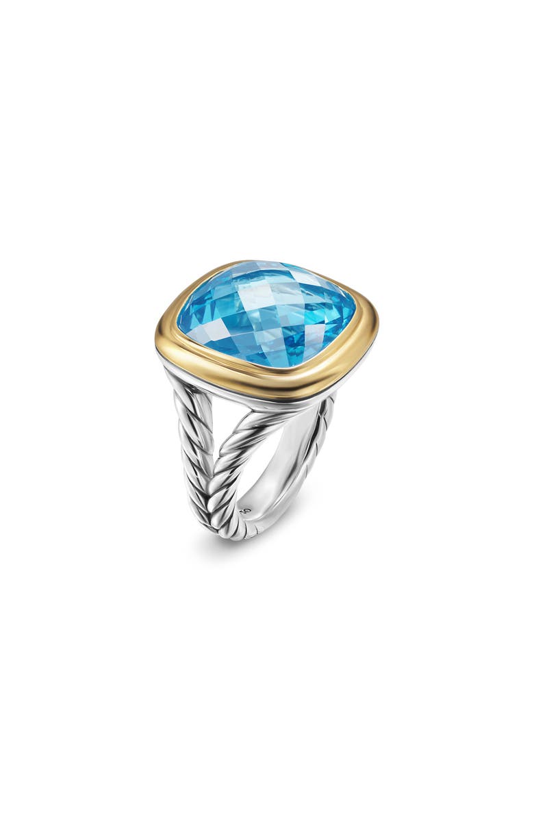 David Yurman Albion<sup>®</sup> Ring in Sterling Silver with 18K Yellow Gold & Blue Topaz, 15mm, Alternate, color, Blue Topaz