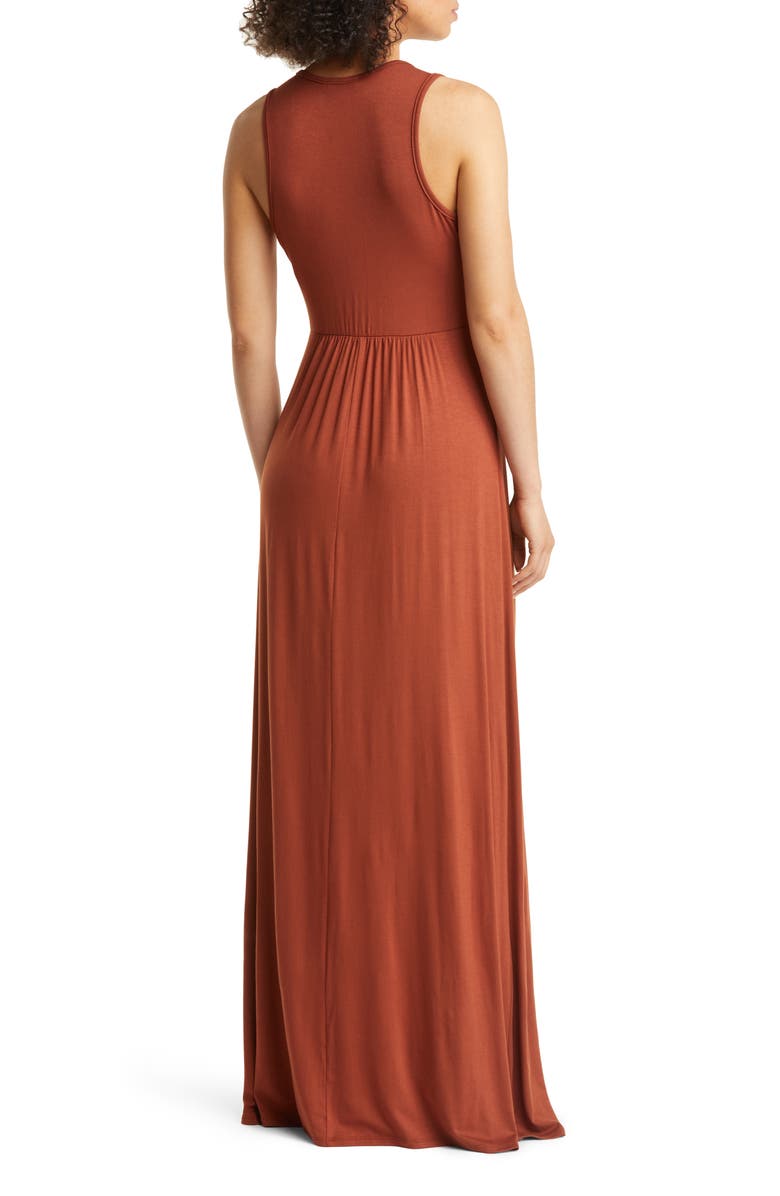 Loveappella V-Neck Jersey Maxi Dress, Alternate, color, Hazelnut